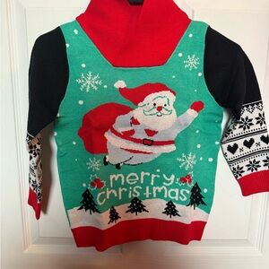 Festive Santa Kids Sweater - Green, Red, Black